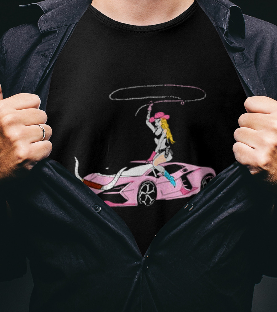 Iggy Azalea The Motherland Singapore Pink Sports Car Cowgirl Lasso T-Shirt