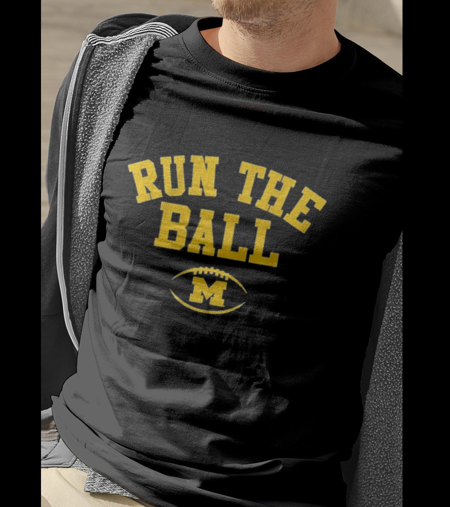 Michigan Wolverines Run The Ball Football M T-Shirt