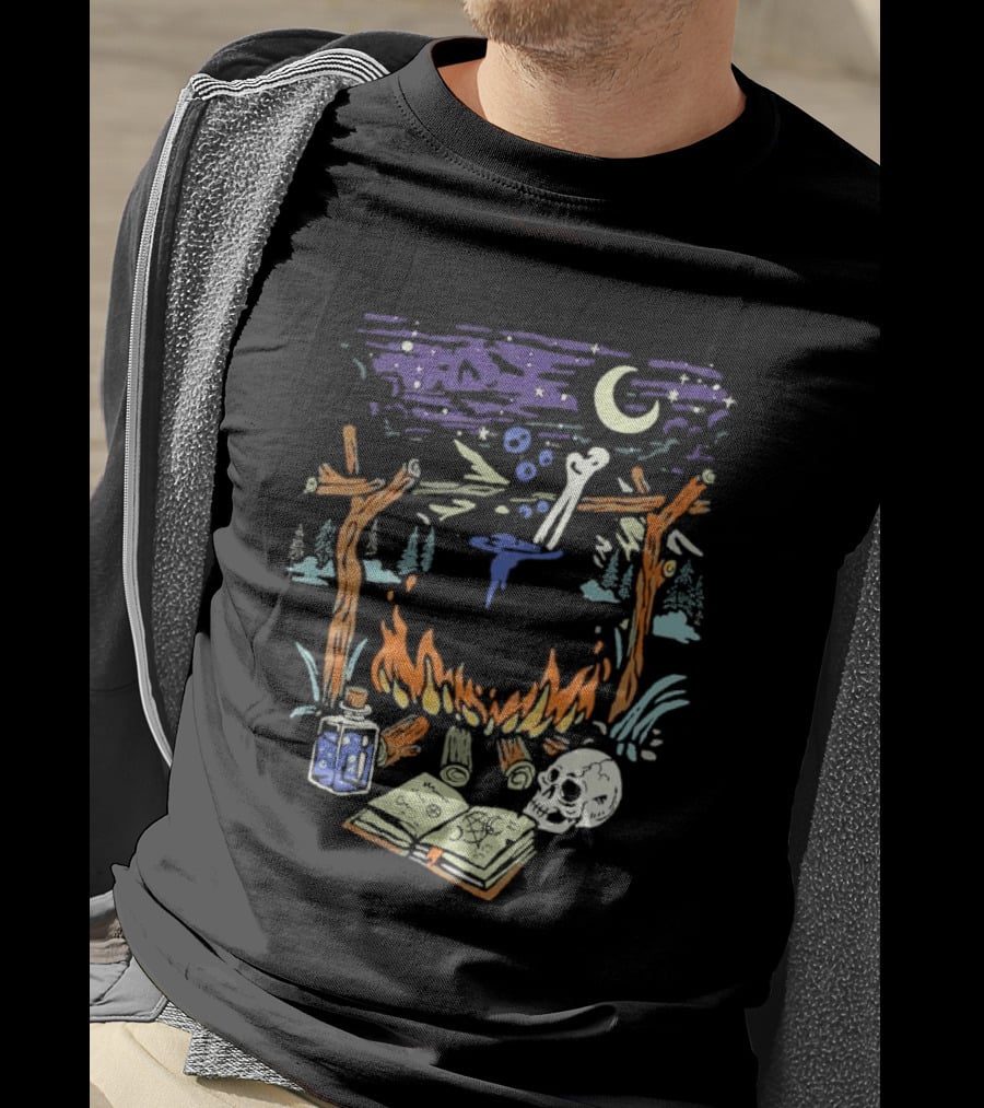 Mystic Brew Intotheam Moonlit Forest Ritual Potion And Skull T-Shirt