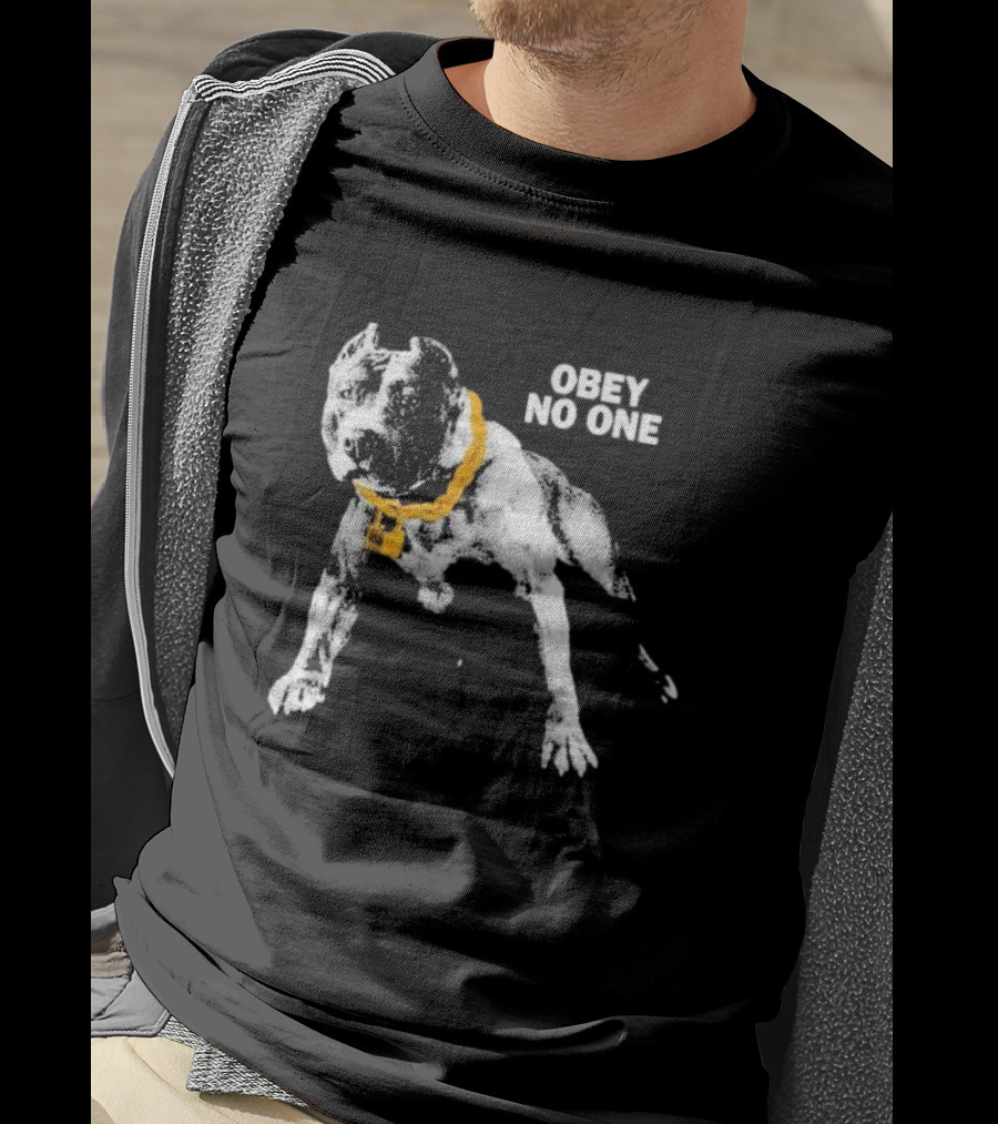 Obey No One Pitbull Bold Yellow Chain T-Shirt