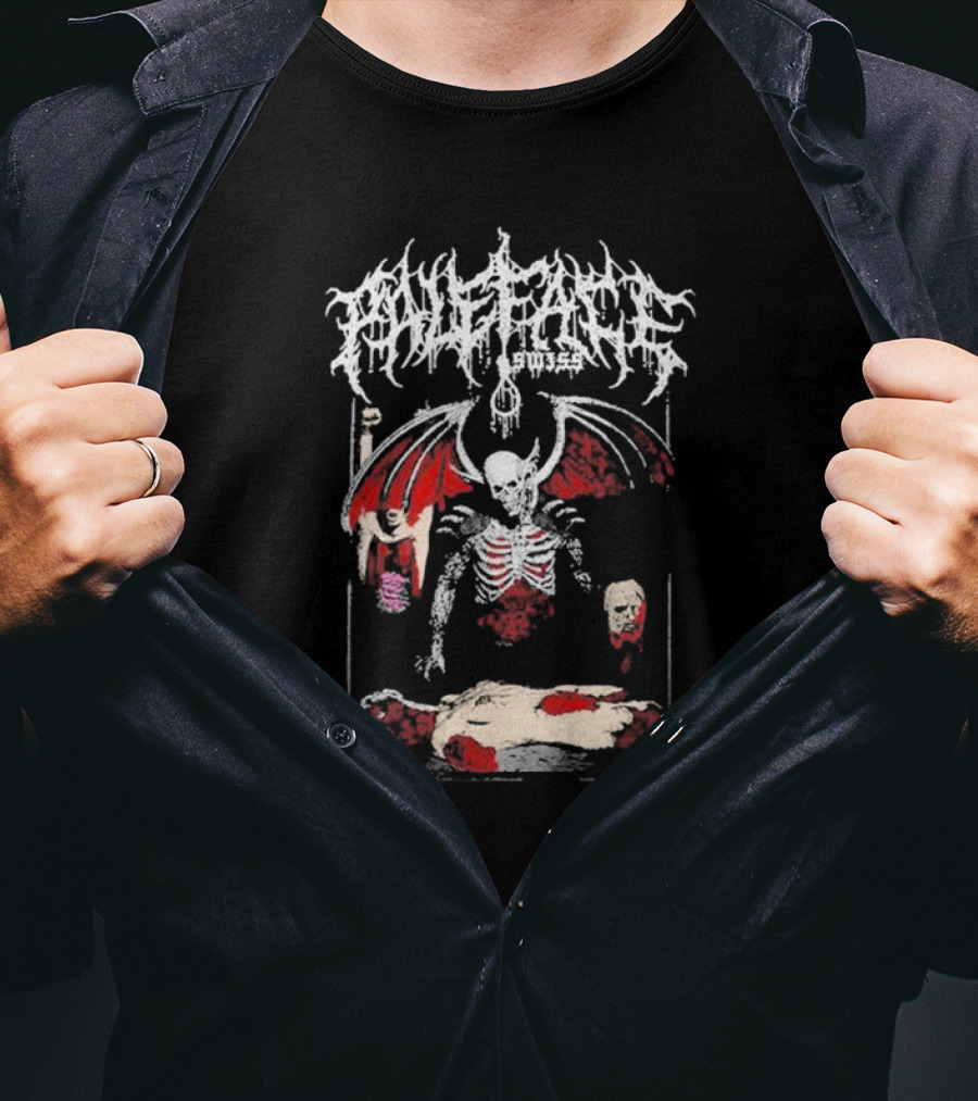 Paleface Swiss Demon Skeleton With Wings And Severed Heads T-Shirt