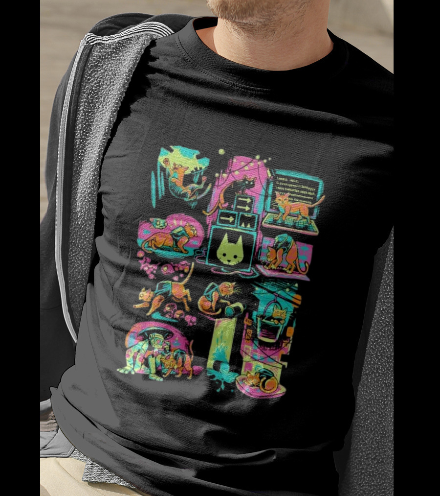 Stray Antics Extremely Normal Cat Quirky Adventure Vibrant Illustrations Playful Feline Escapades T-Shirt