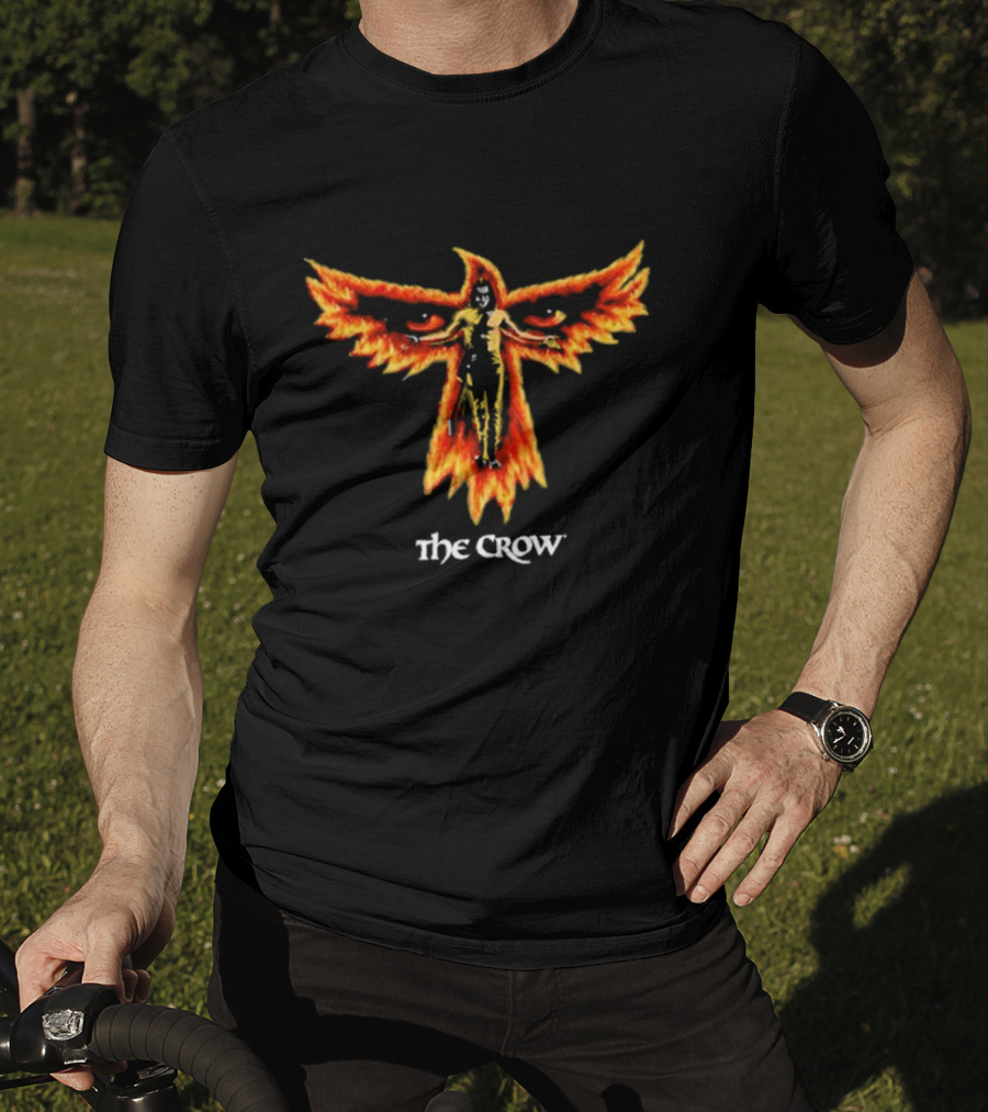 The Crow Firebird Symbol With Gothic Figure T-Shirt