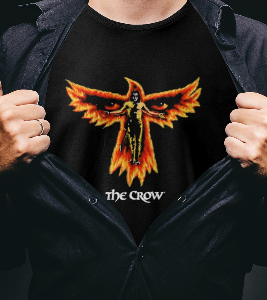 The Crow Firebird Symbol With Gothic Figure T-Shirt