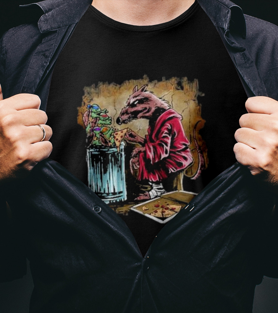 Pizza Time With Rat Mentor And Teenage Ninja Quartet T-Shirt