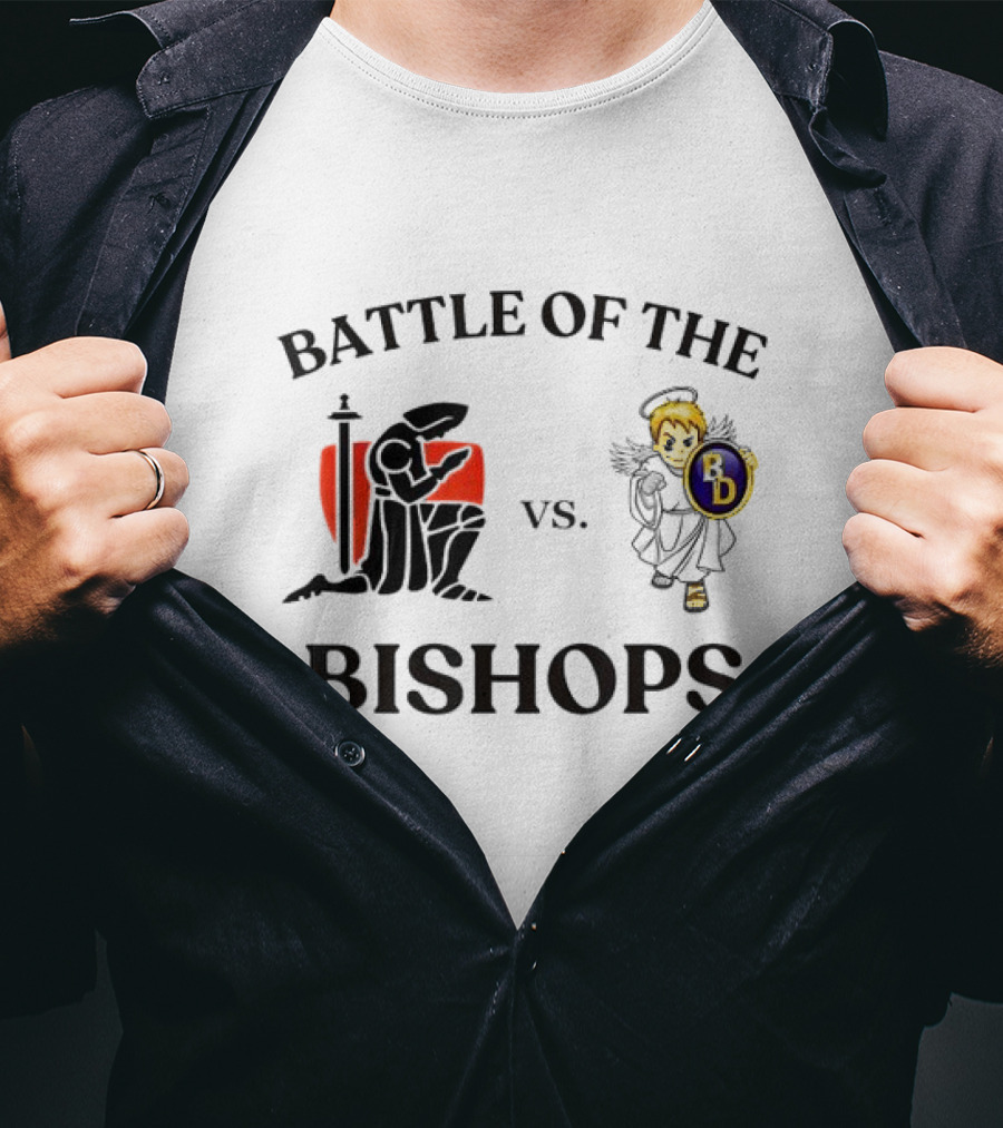 Battle Of The Bishops Vs. Black Knight And Angel Holding Shield T-Shirt