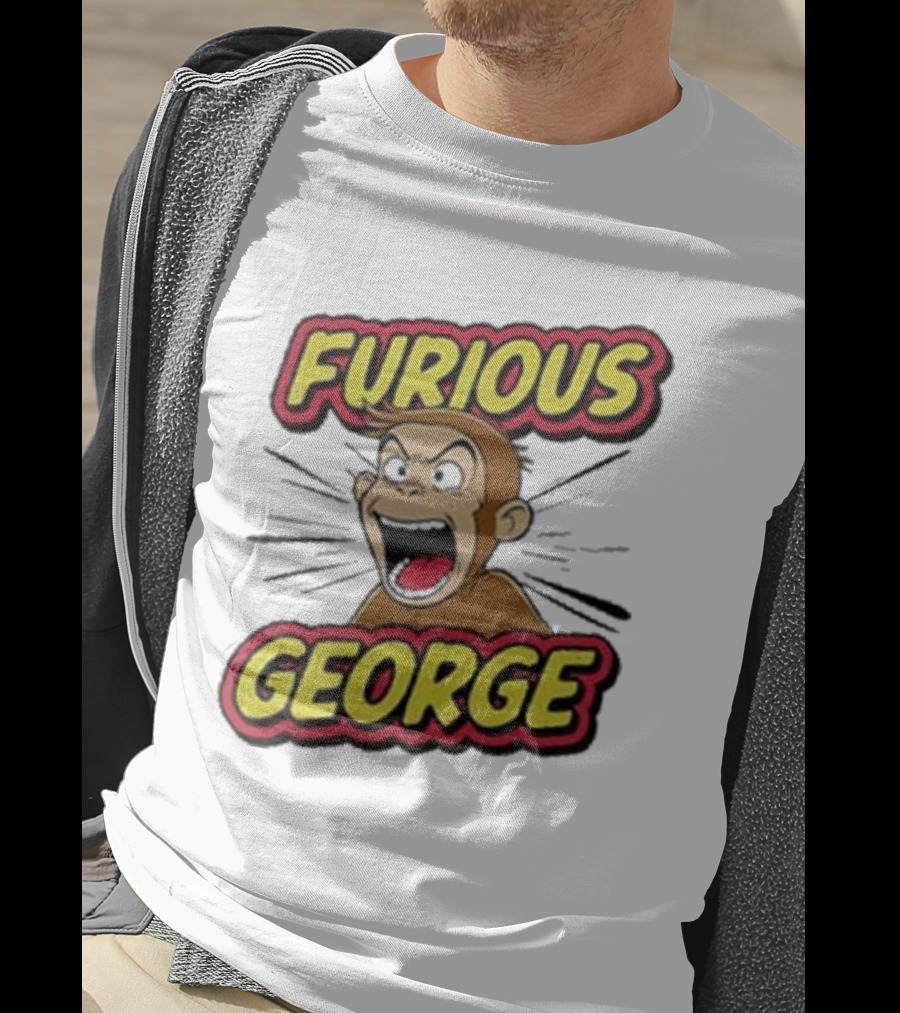 Furious George Monkey Shouting With Bold Comic T-Shirt