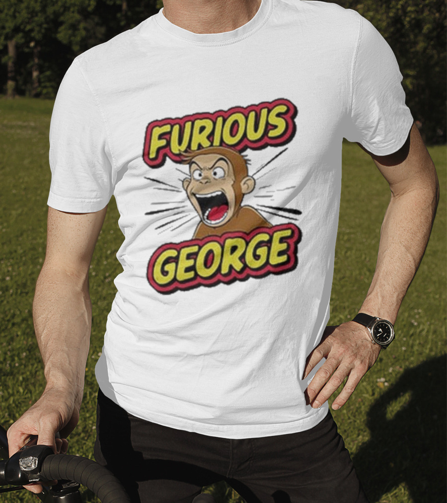 Furious George Monkey Shouting With Bold Comic T-Shirt