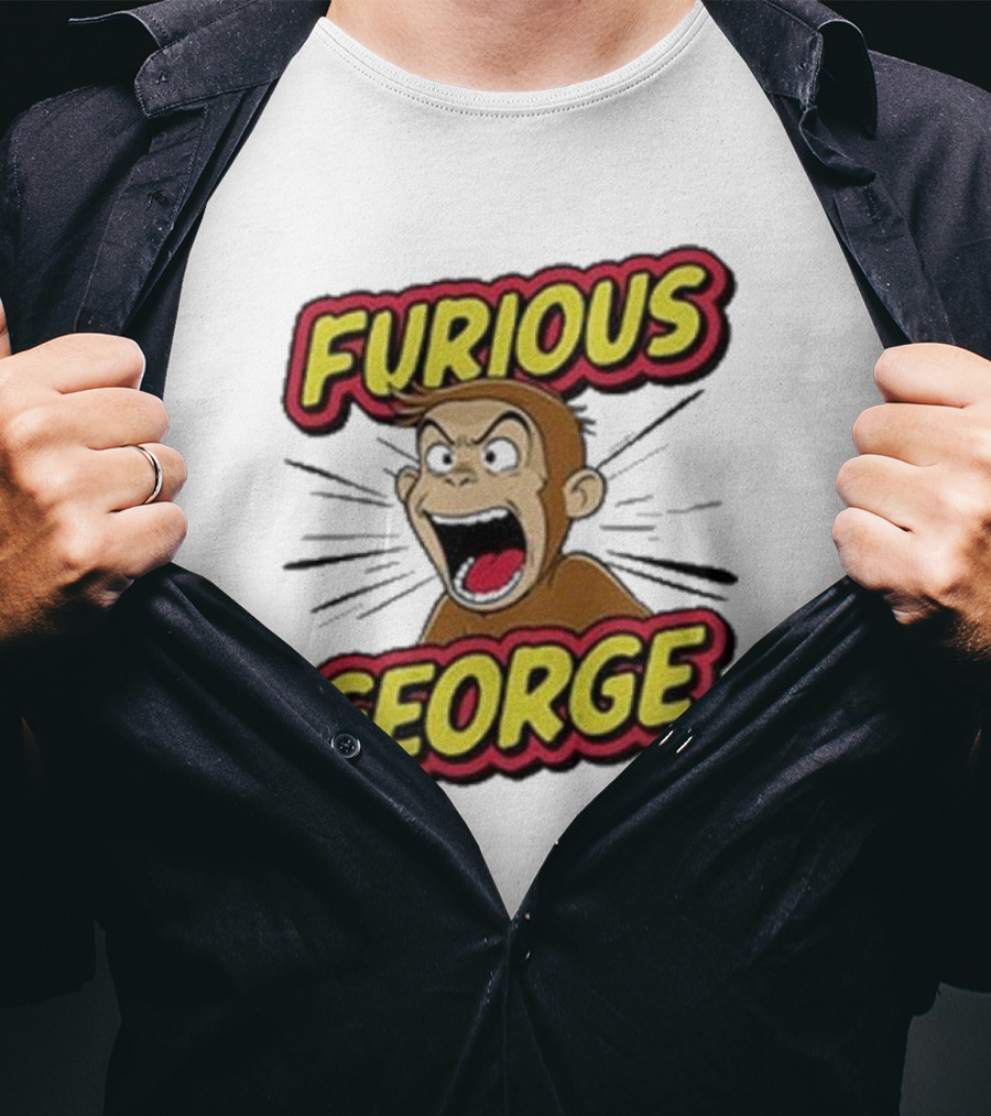 Furious George Monkey Shouting With Bold Comic T-Shirt