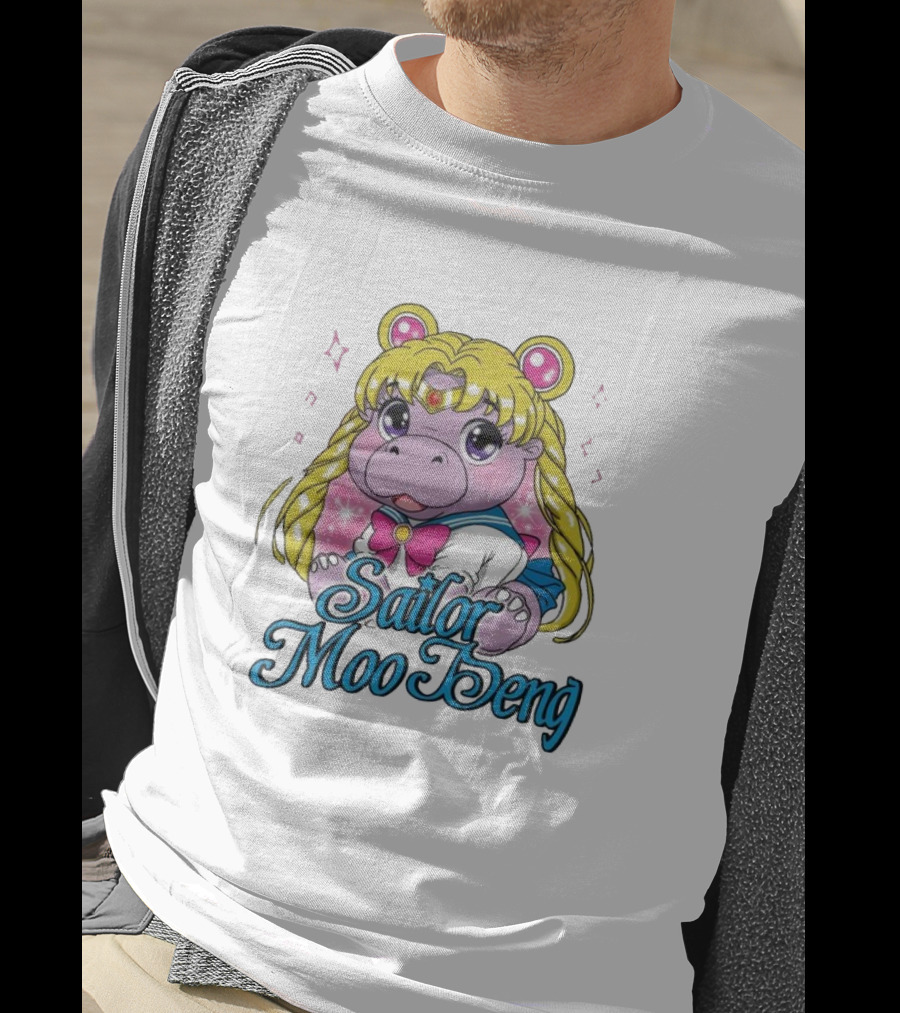 Sailor Moo Deng Hippo Anime T-Shirt