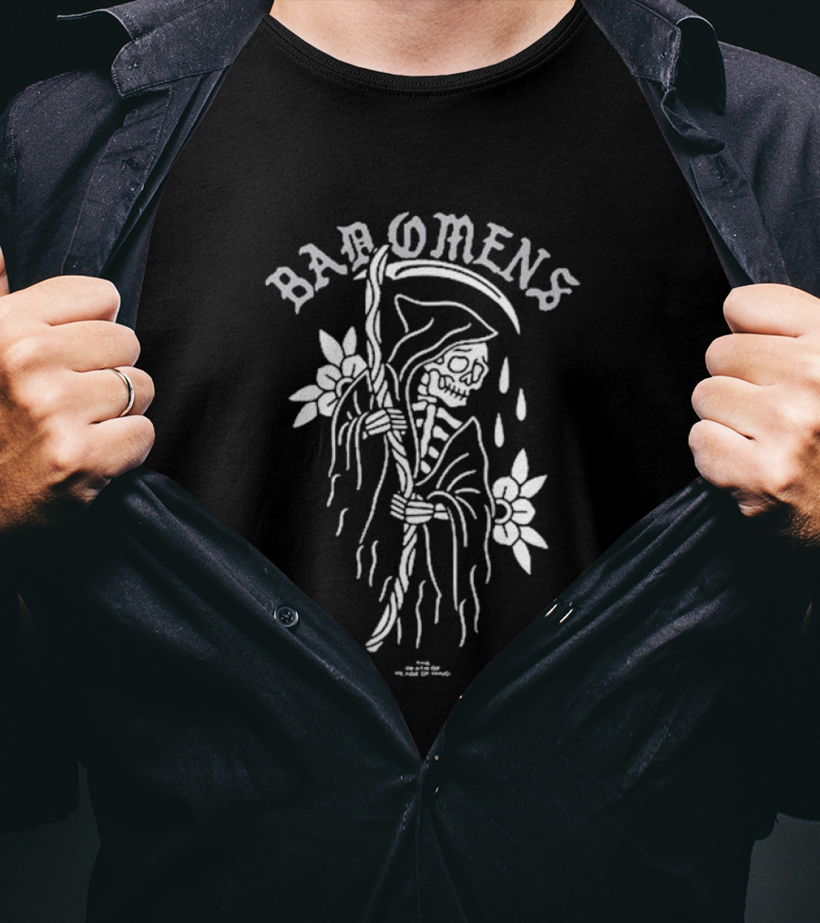 Bad Omens Reaper The Death Of Peace Of Mind Skeleton Cloaked With Flowers T-Shirt