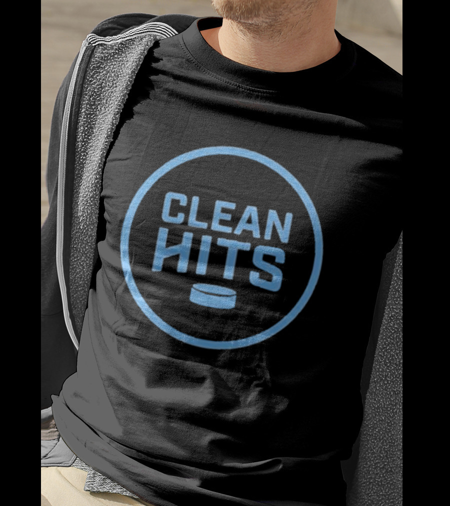 Clean Hits Hockey Puck Badge T-Shirt