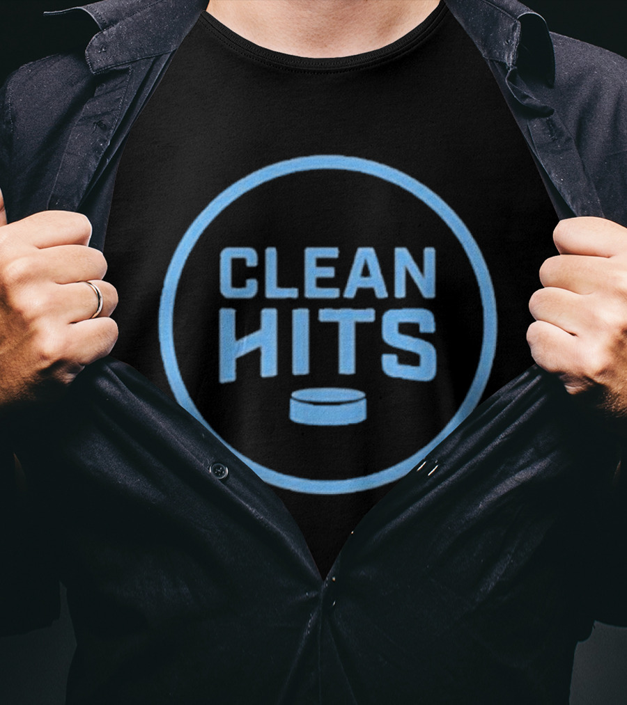 Clean Hits Hockey Puck Badge T-Shirt