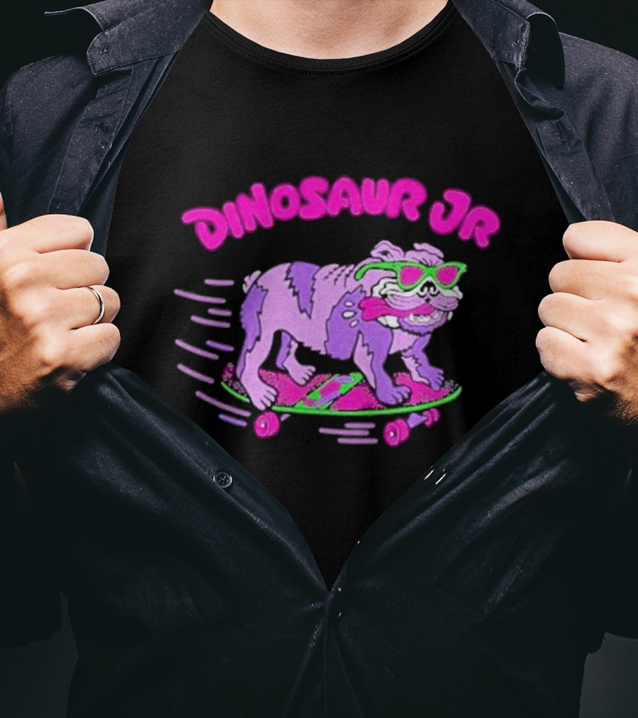 Dinosaur Jr Skateboard Bulldog Neon T-Shirt