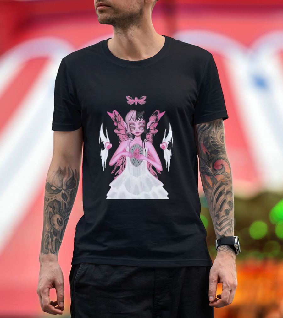 Melanie Martinez Portals Heart Pink Winged Character with Moth and Eyes T-Shirt