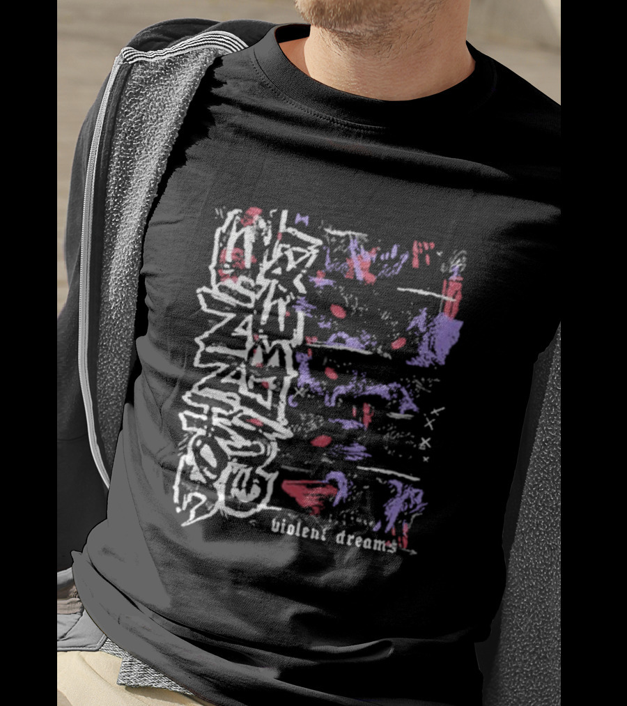 Violent Dreams Abstract Wolf Red Blue T-Shirt