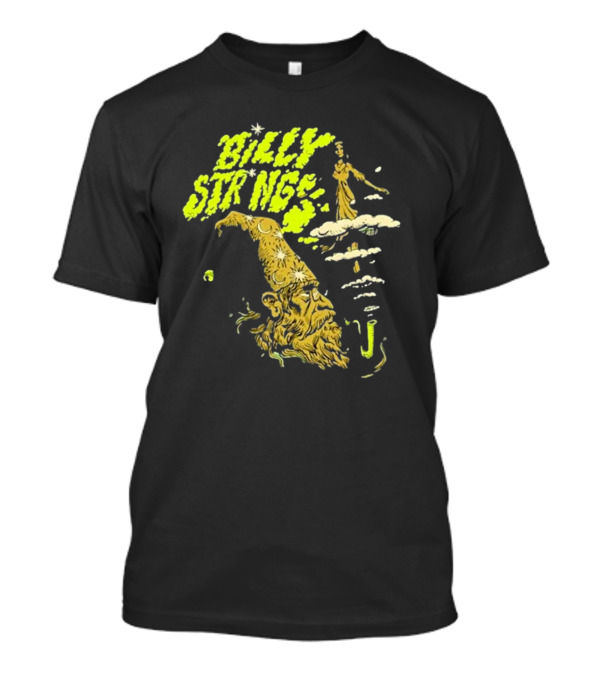 Billy Strings Psychedelic Green Wizard Head With Clouds And Figure T-Shirt