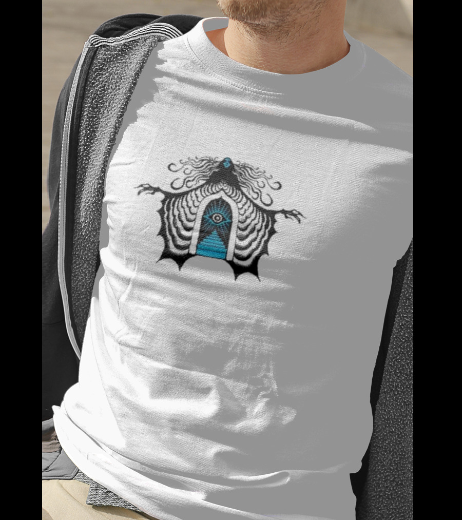 Billy Strings Sorceress Tie Dye Red All Seeing Eye Pyramid Black Cloaked Figure T-Shirt