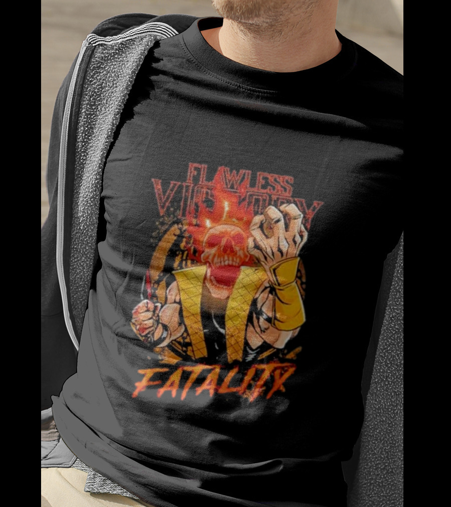 Mortal Kombat Flawless Victory Fatality Skull Flame T-Shirt