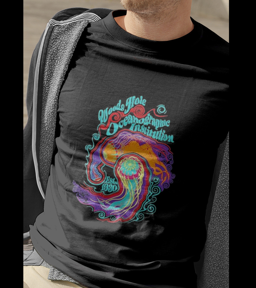 Woods Hole Oceanographic Institution Est 1930 Psychedelic Marine Swirl T-Shirt