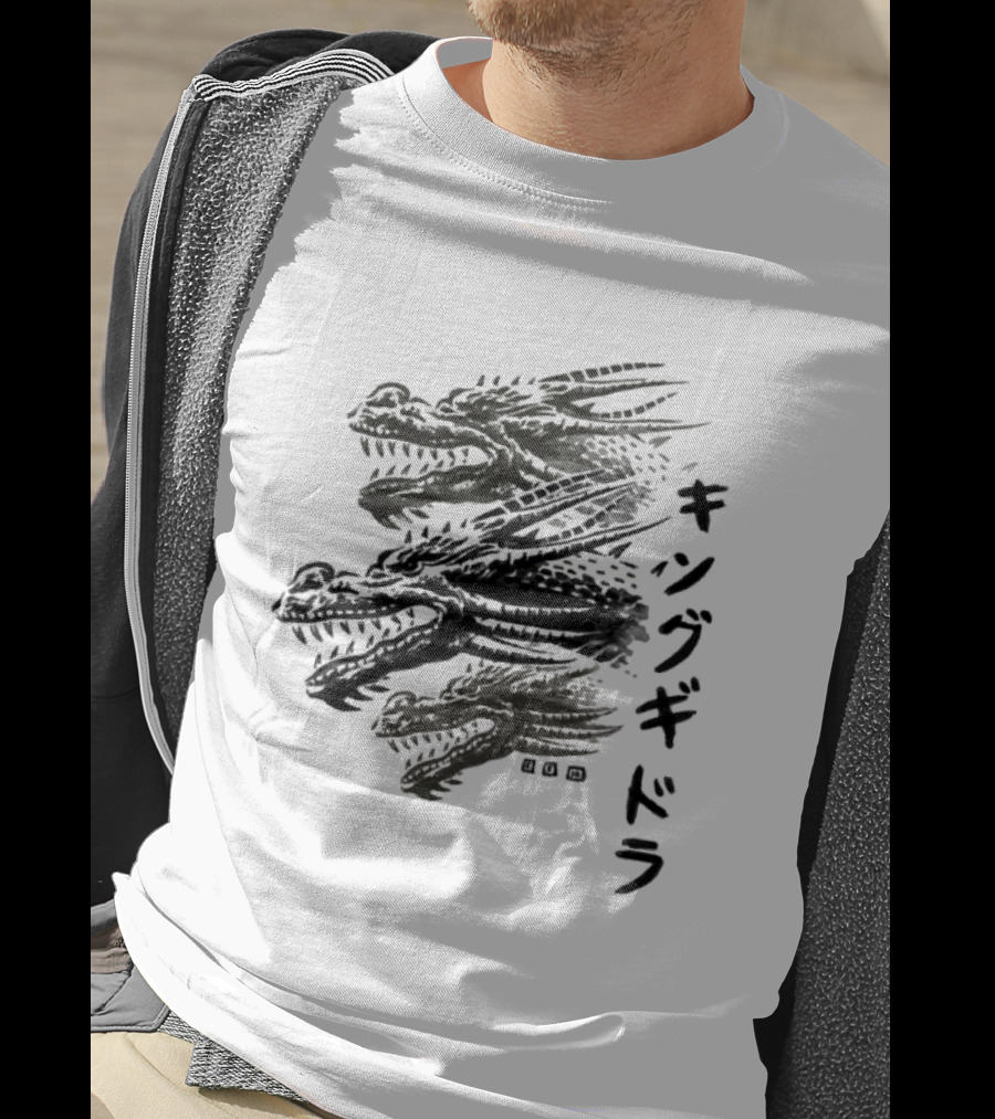 King Ghidorah Waterbrushed Villain Kanji Text T-Shirt