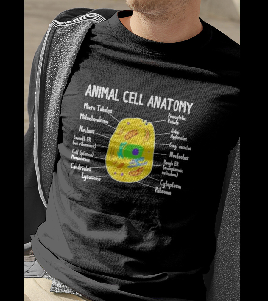 Animal Cell Anatomy Microtubules Mitochondrion Nucleus Biologist Science Student T-Shirt