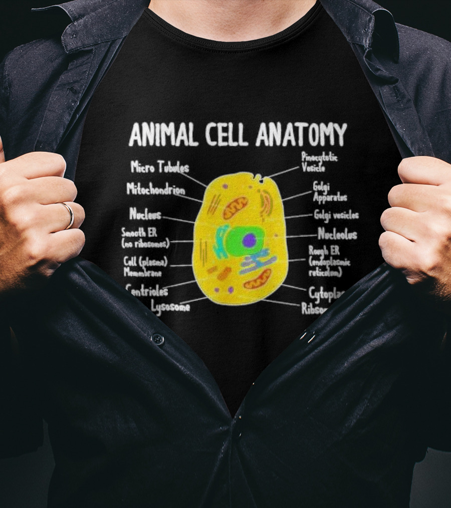 Animal Cell Anatomy Microtubules Mitochondrion Nucleus Biologist Science Student T-Shirt