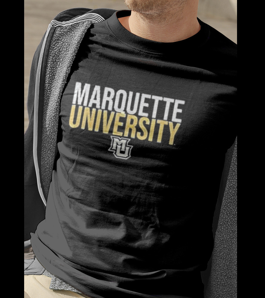 Marquette University Distressed Collegiate Stacked MU T-Shirt