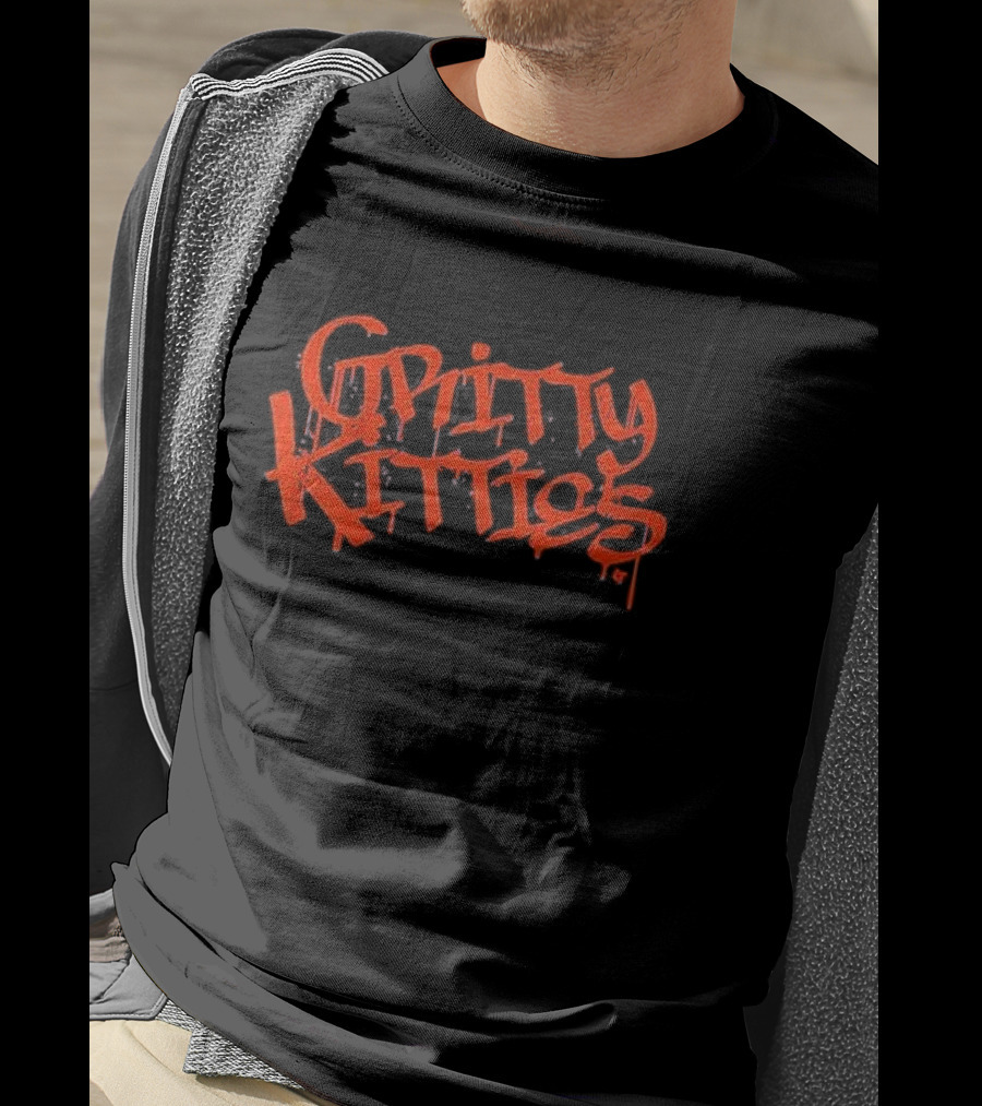 Detroit Baseball Gritty Kitties Text T-Shirt