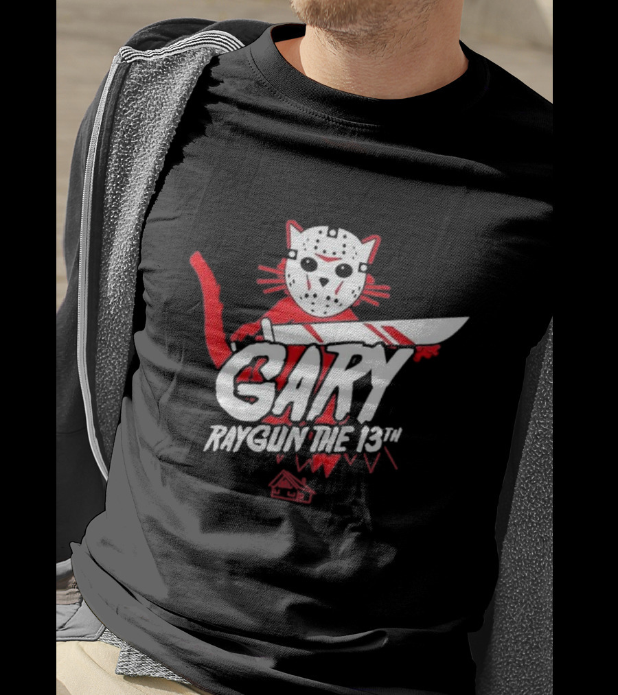 Gary Raygun The 13th Jason Mask Cat With Machete T-Shirt