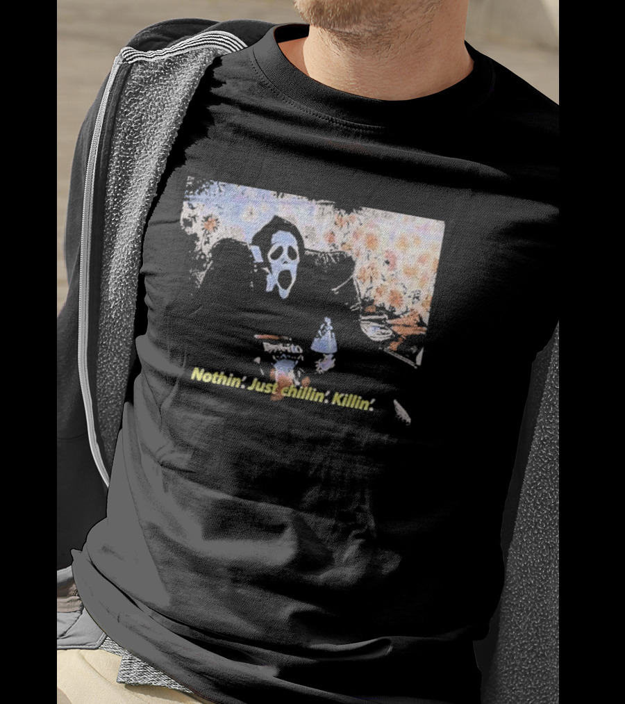 Ghostface Spooktober Nothin’ Just Chillin’ Killin’ Retro Style Vibes T-Shirt