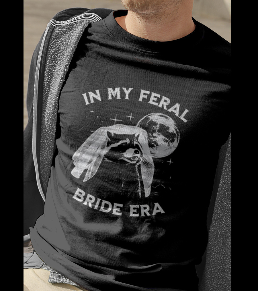 Raccoon In My Feral Bride Era With Moon And Veil T-Shirt