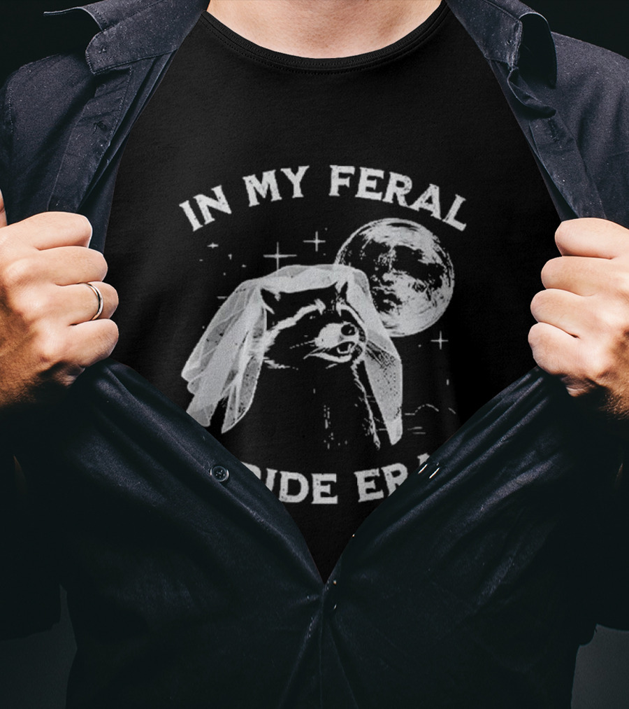 Raccoon In My Feral Bride Era With Moon And Veil T-Shirt