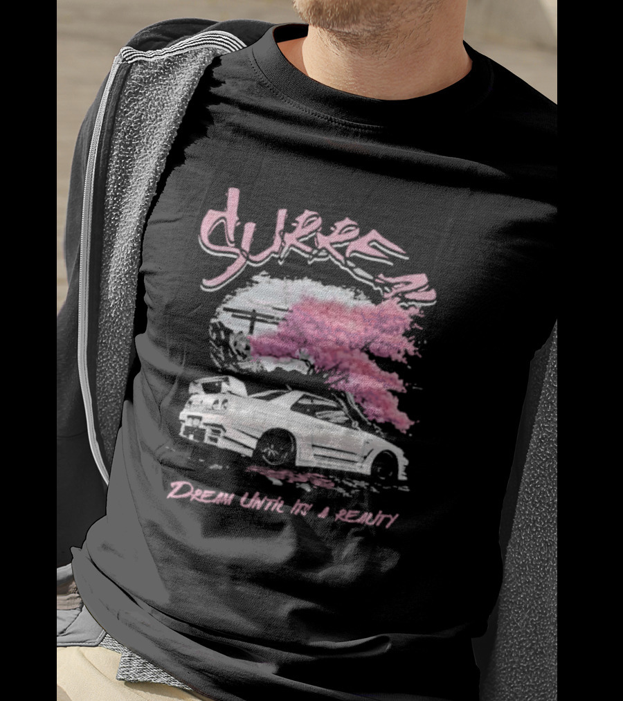 Surren Dream Until It’s A Reality Pink Cherry Blossom Car Scene T-Shirt
