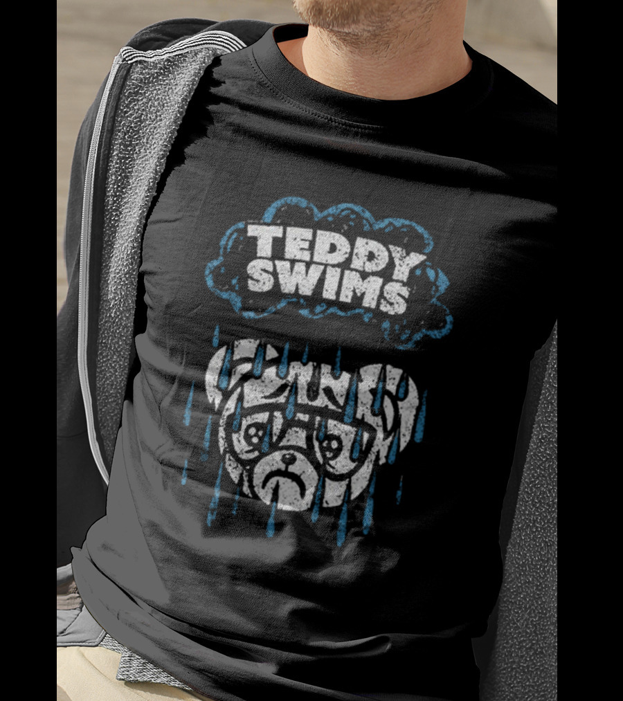 Teddy Swims Sad Bulldog Rainy Day Cloud T-Shirt