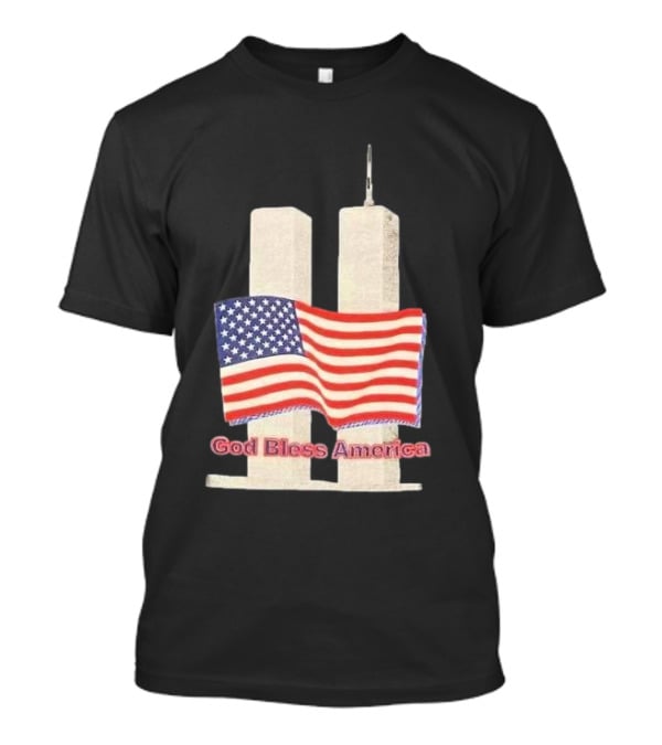 Vtg 9 11 Twin Towers God Bless America Flag T-Shirt
