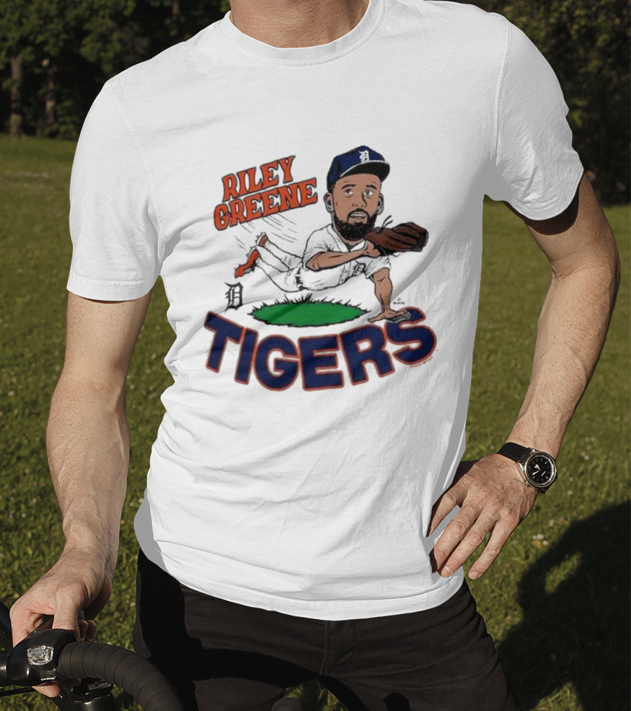 Riley Greene Detroit Tigers Caricature Player Tri Blend Homage Ash T-Shirt