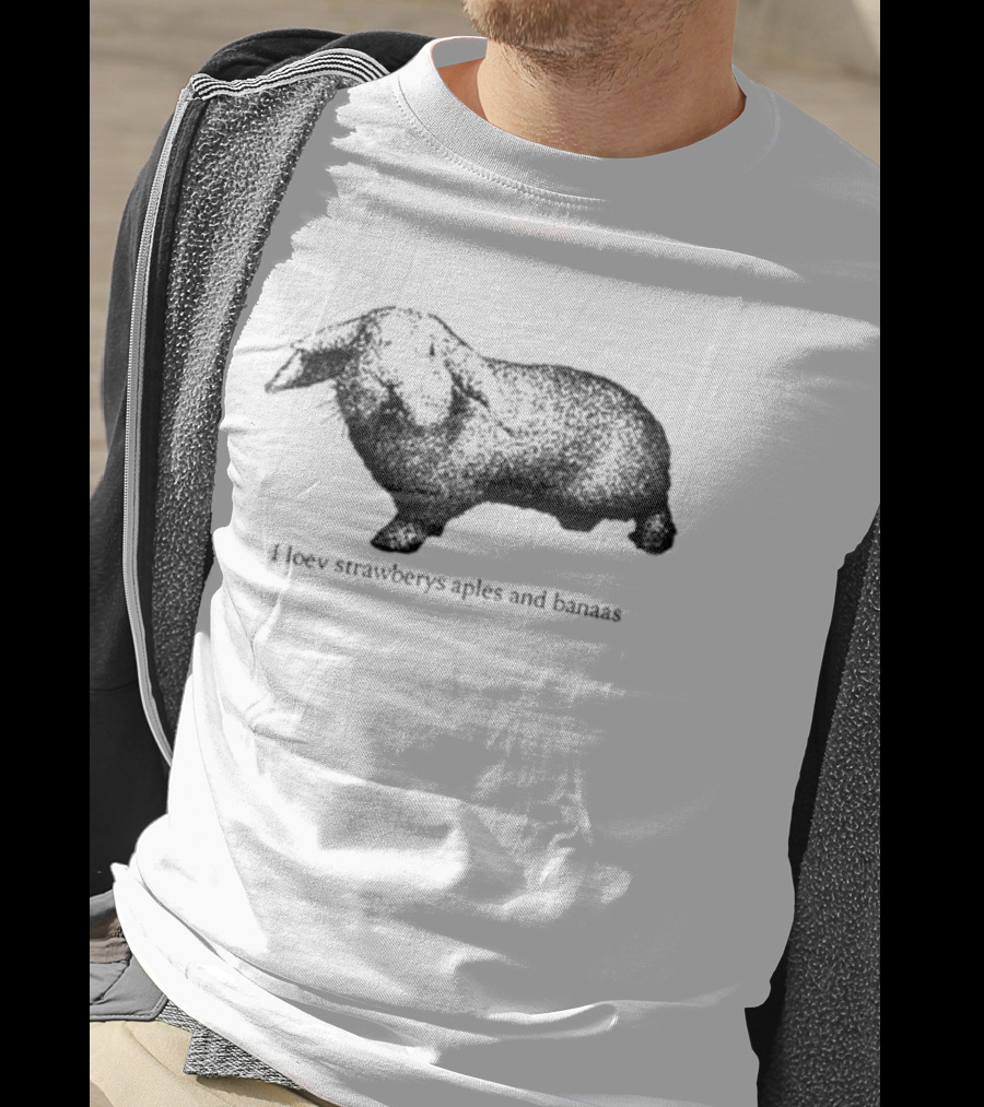 I Loev Strawberys Aples And Banaas Rabbit T-Shirt