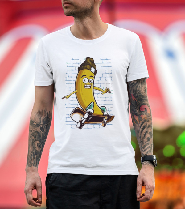 Premium T-Shirt: Inktastic Skateboarding Banana Beanie Graffiti Style Skateboard Rider T-Shirt Inktastic Skateboarding Banana Beanie Graffiti Style Skateboard Rider T-Shirt