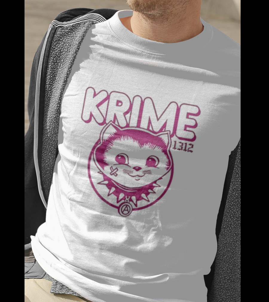 KRIME Cat 1312 Anarchist Symbol And Spiked Collar T-Shirt