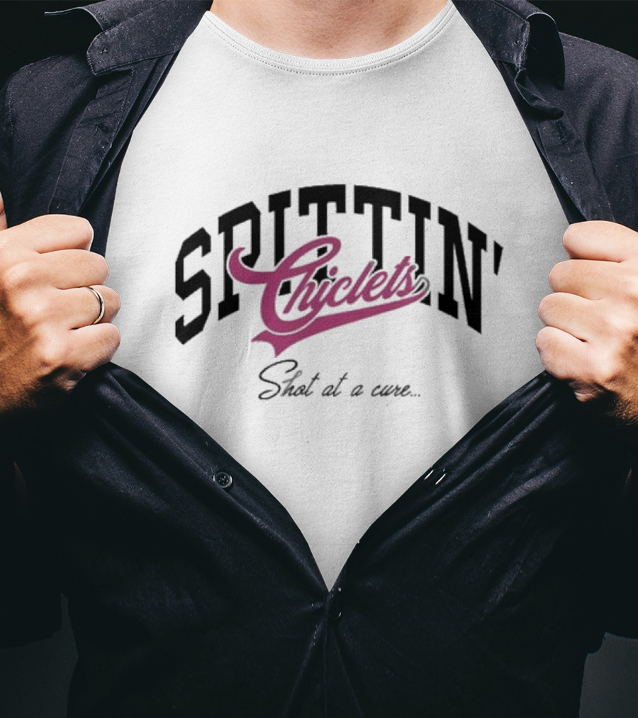 Spittin Chiclets Shot At A Cure Varsity Breasties Collaboration T-Shirt