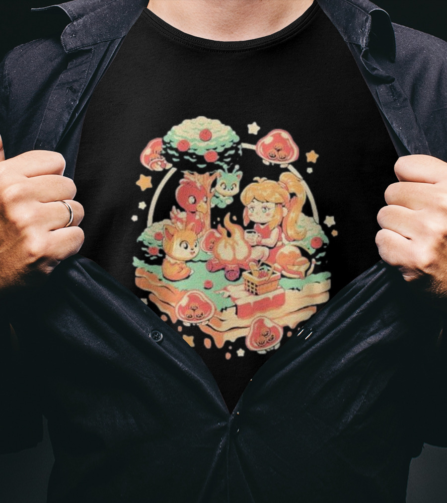 Hunter Campfire Adventure Bounty Girl Vintage Geek Forest Creatures T-Shirt