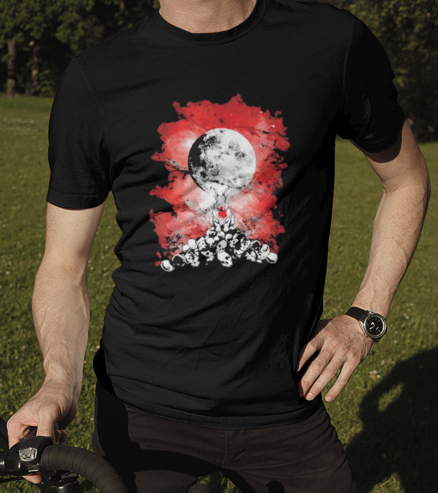 Killing Moon Rabbit Horror Blood And Skulls Horror Scene T-Shirt