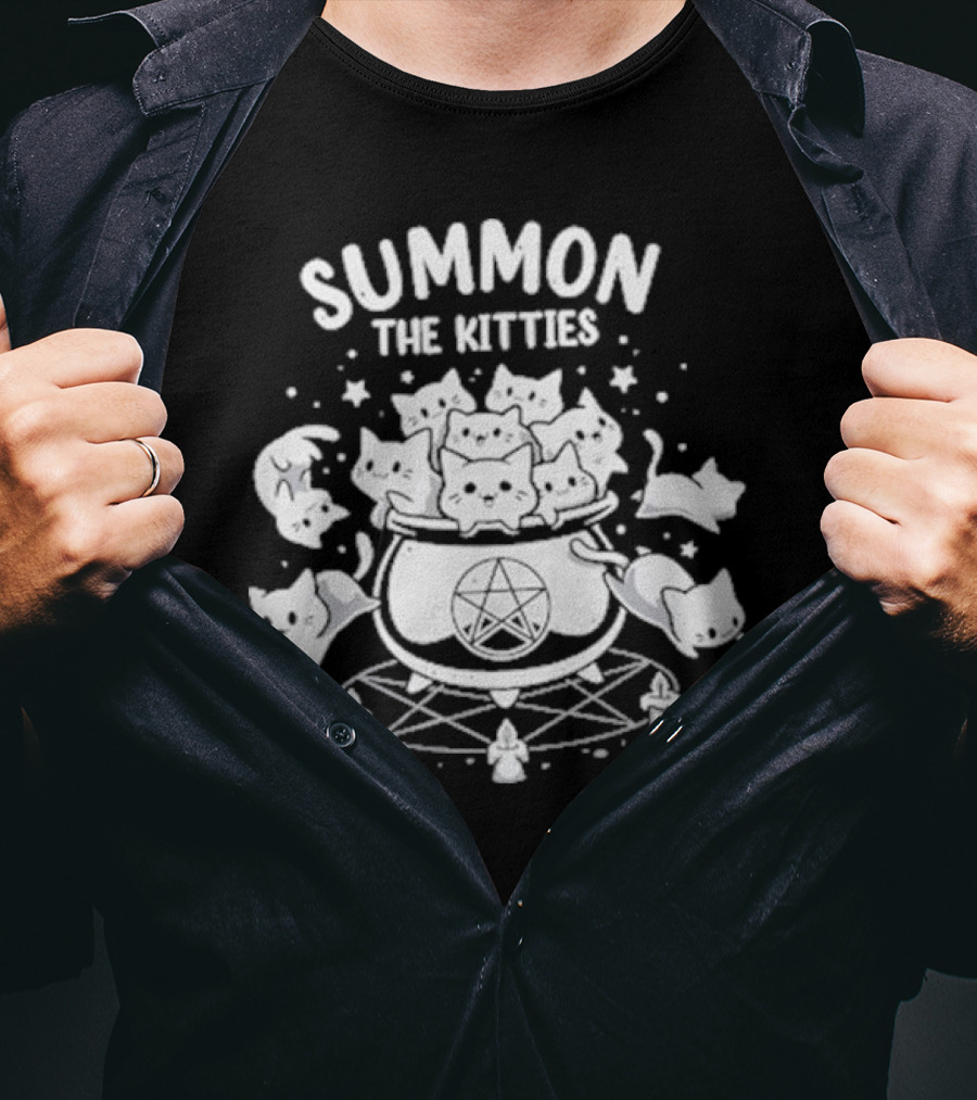 Summon The Kitties Cauldron Ritual With Snouleaf Cats T-Shirt