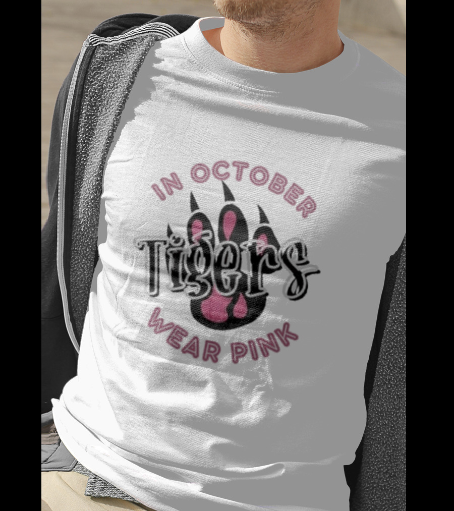 Breast Cancer Awareness Team School Spirit Tigers In October Wear Pink Detroit Tiger T-Shirt