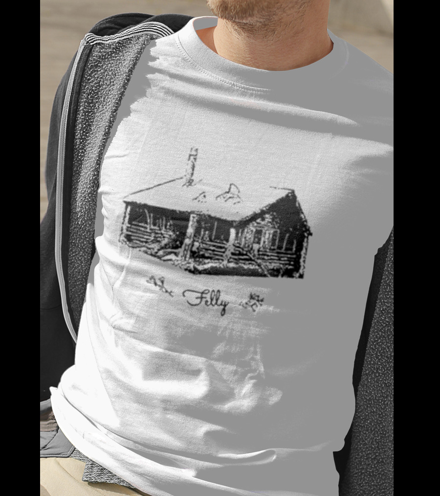 Felly Rustic Cabin Sketch T-Shirt