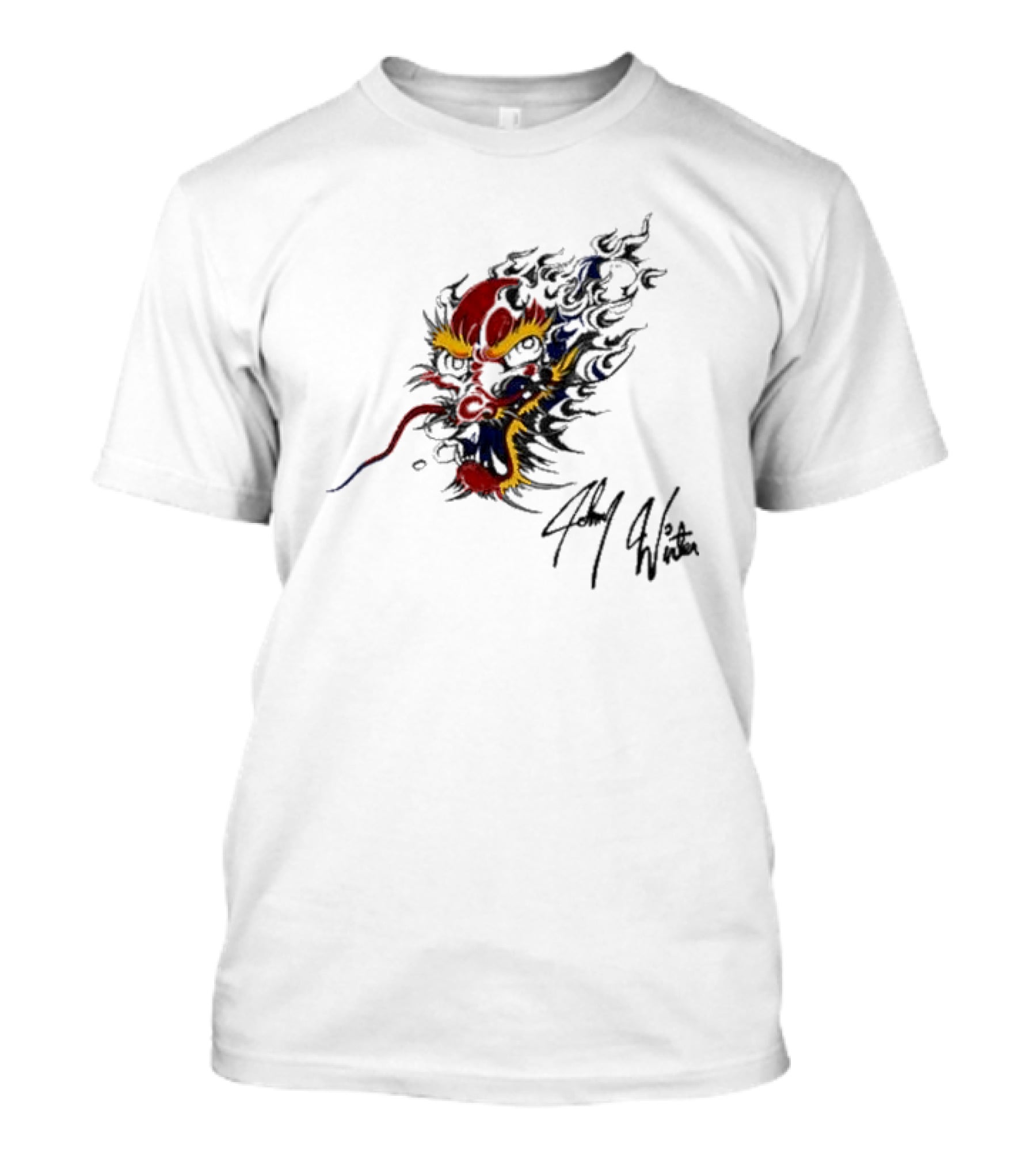 Johnny Winter Superb Fiery Dragon T-Shirt