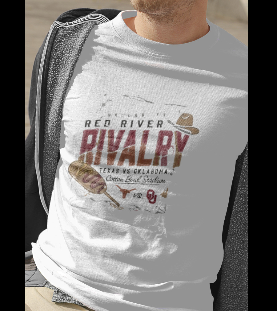 Red River Rivalry Texas Longhorns Vs. Oklahoma Sooners Corn Dog Dallas Cotton Bowl Stadium T-Shirt