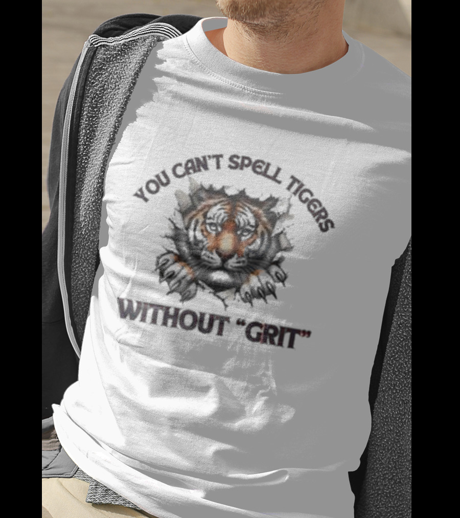 You Can't Spell Tigers Without Grit October Ready Detroit Tiger Fierce Spirit T-Shirt