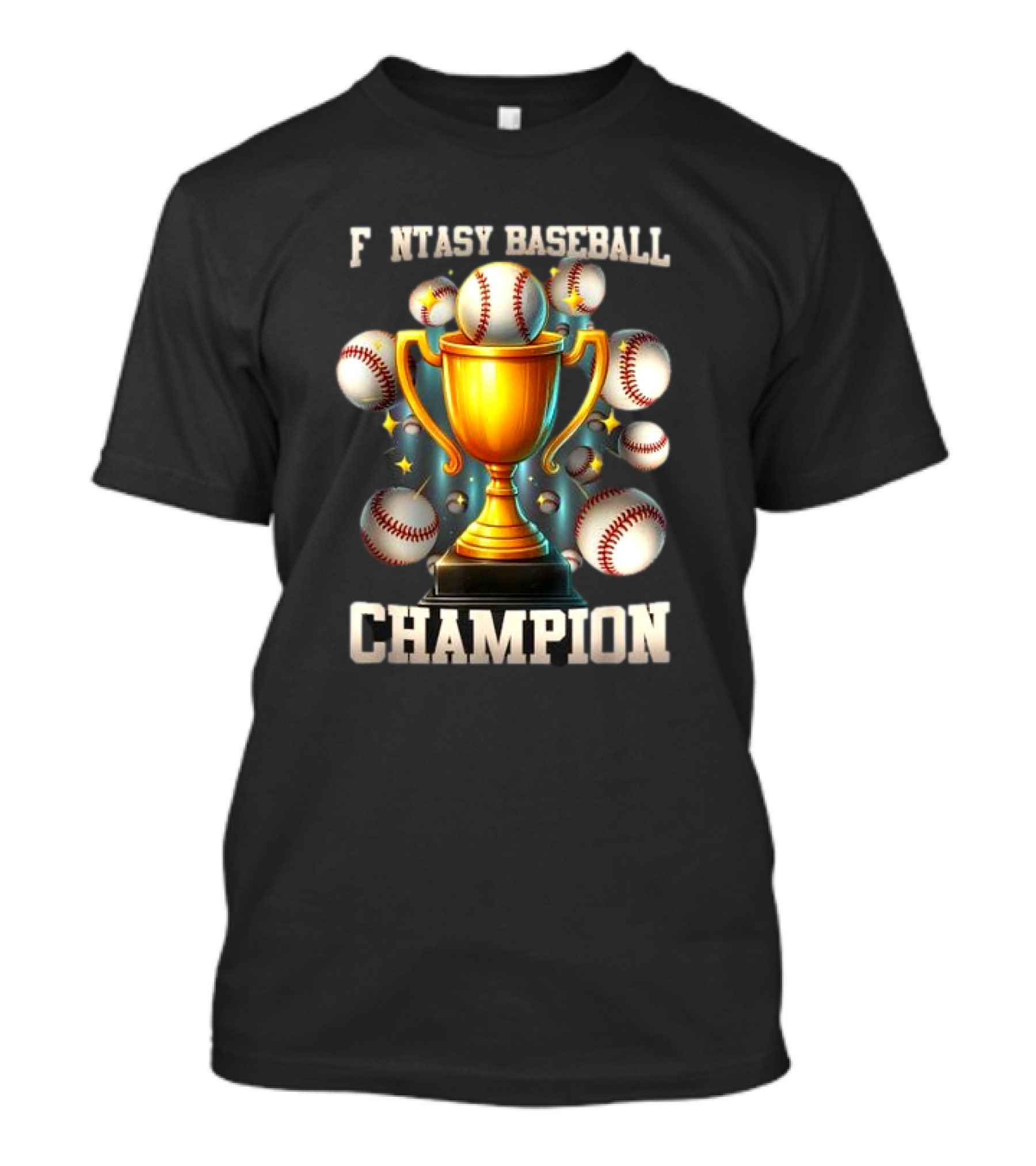 Fantasy Baseball Champion Trophy With Baseballs T-Shirt